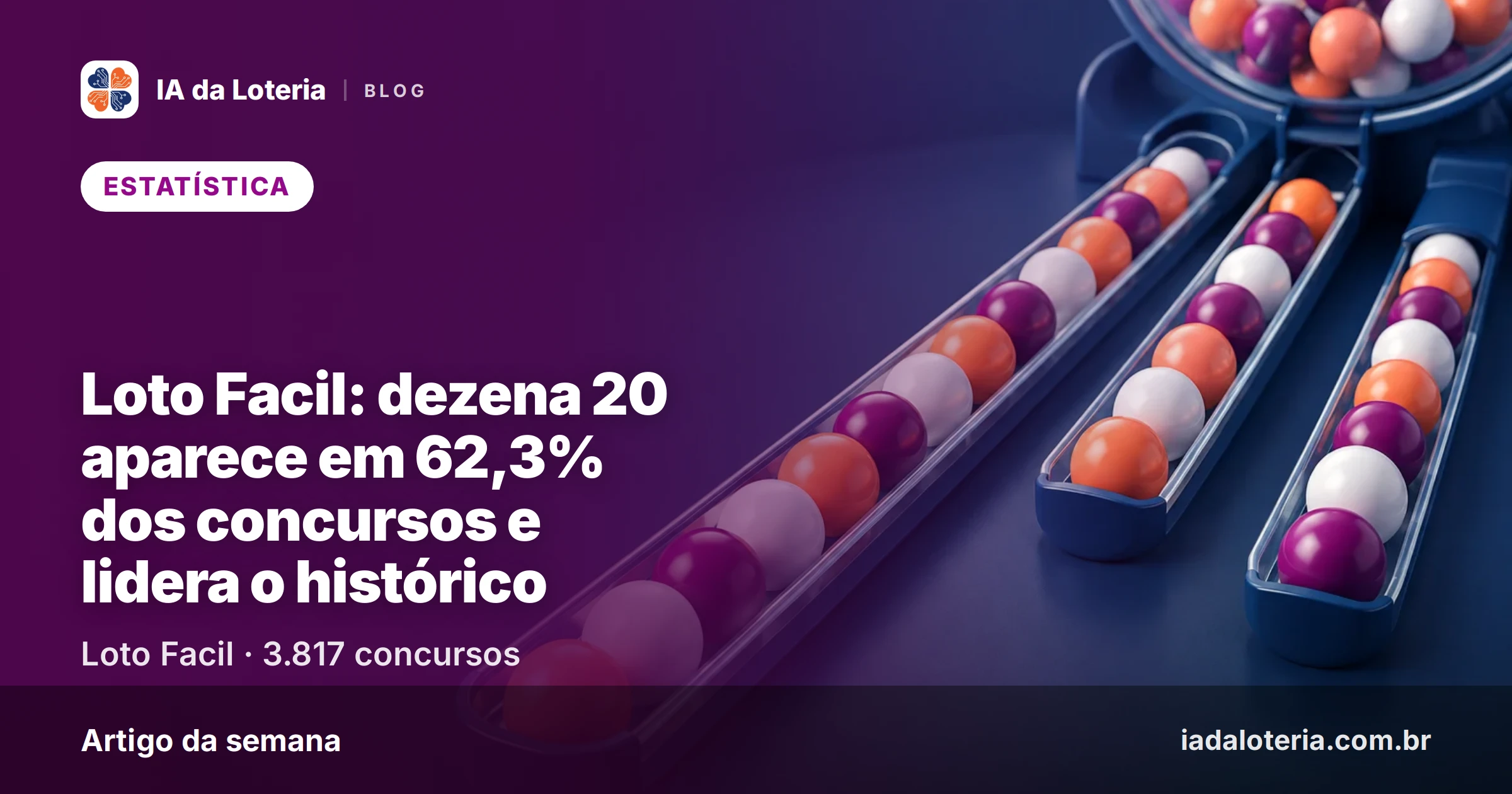 Loto Facil: dezena 20 aparece em 62,3% dos concursos e lidera o histórico